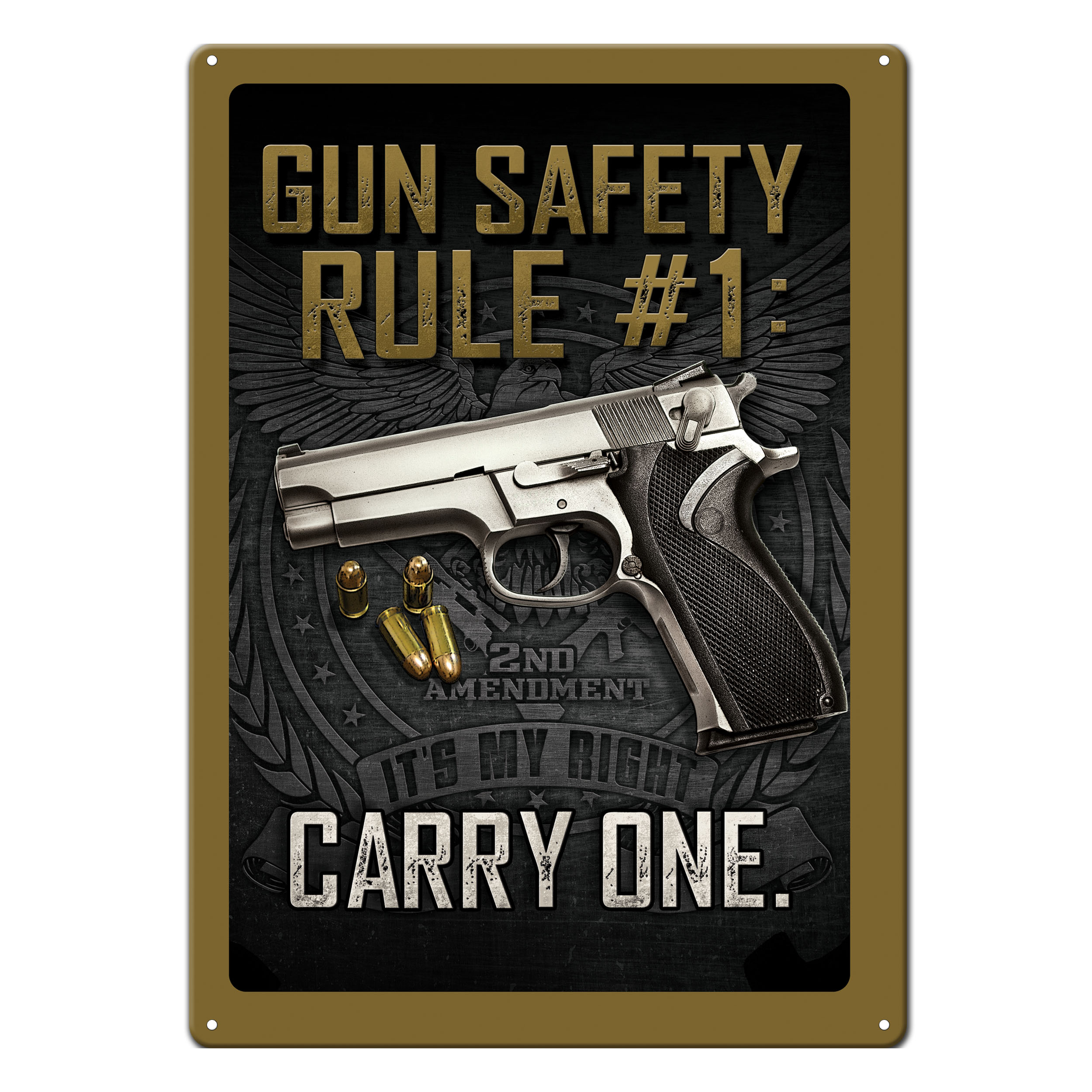 Rivers Edge Products Tin Sign, 17" x 12" Weatherproof Wall Art, Gun Safety Rule - Picture 1 of 1