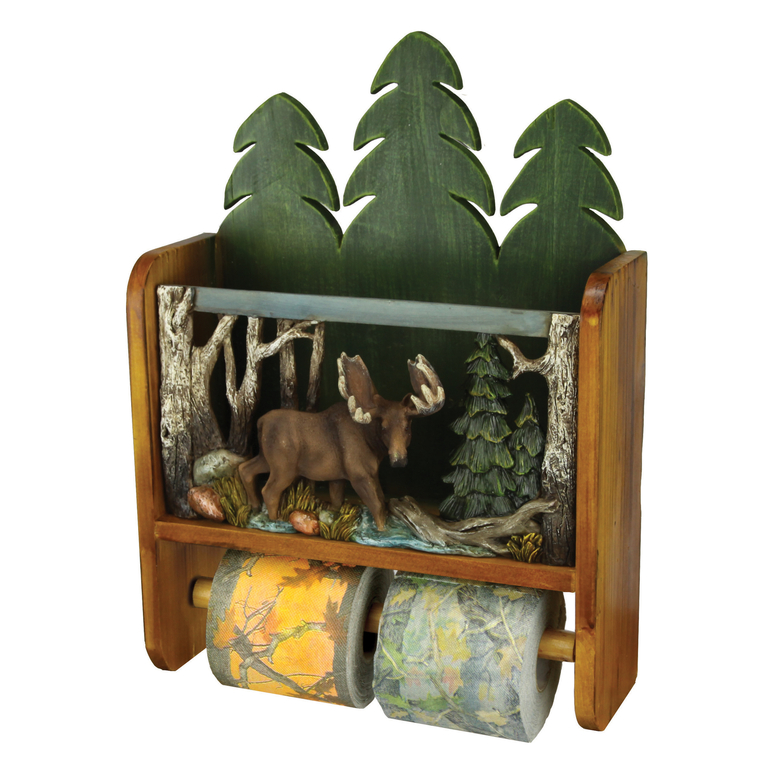 Rivers Edge Products Magazine Rack and Toilet Paper Roll Holder 2 TP Rolls Moose - Picture 1 of 1